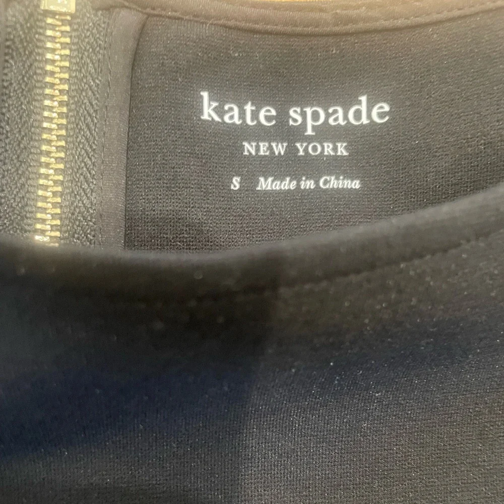 Kate Spade Embroidered Fiorella Dress Elegant Black Dress White Floral Design- S